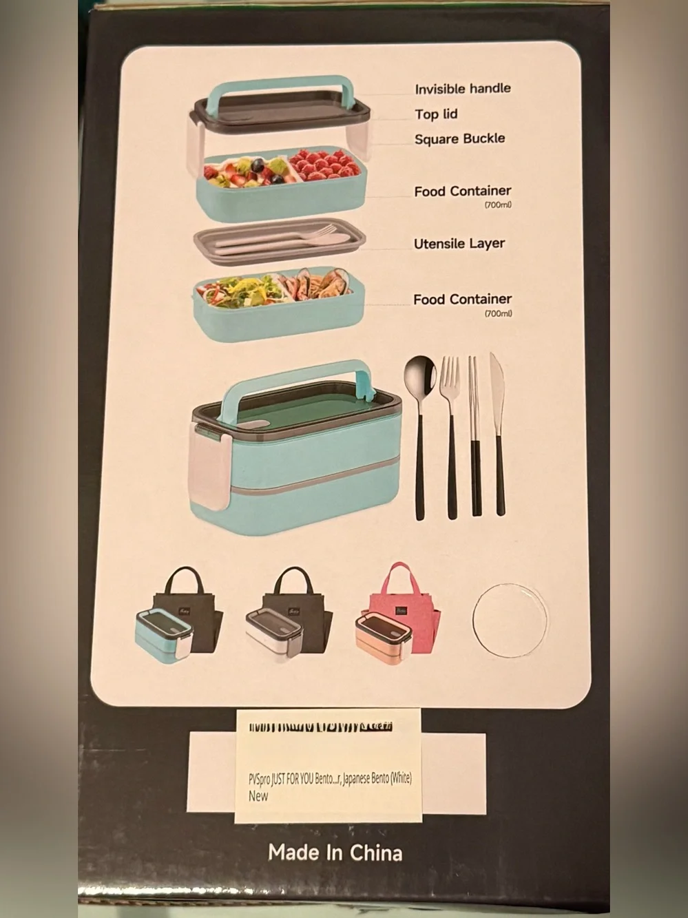 Gray Lunch Box Bento Set - Insulated Tote & Accessories